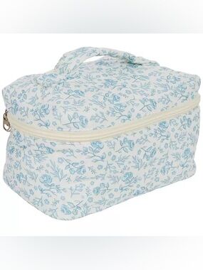 White & Blue Floral Pouch